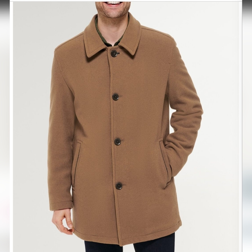 Cole Haan Men’s Wool Blend Coat Brown Button Front Classic Jacket - Picture 2 of 11